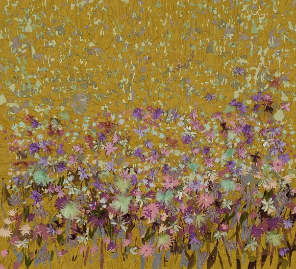 ARABELLA CACCIA, Spring Flowers
Embroidery and appliqué on hand-painted silk