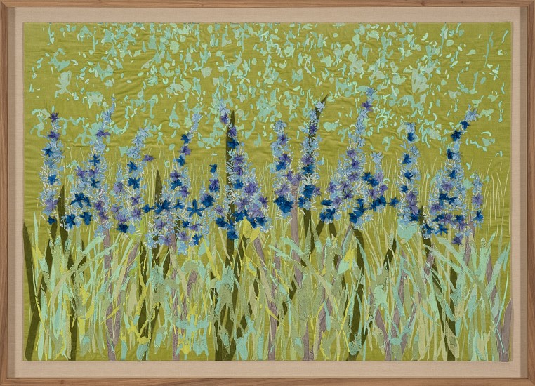 ARABELLA CACCIA, Blue Scepters
Embroidery and appliqué on hand-painted silk