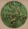 arabella caccia window to the forest ii embroidery and applique on hand painted silk 54 cm diameter hr c matt slater 1 cropped