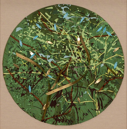ARABELLA CACCIA, Window to the Forest II
Embroidery and appliqué on hand-painted silk