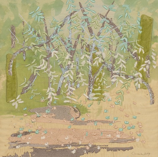 ARABELLA CACCIA, Woodland
Embroidery and appliqué on hand-painted silk