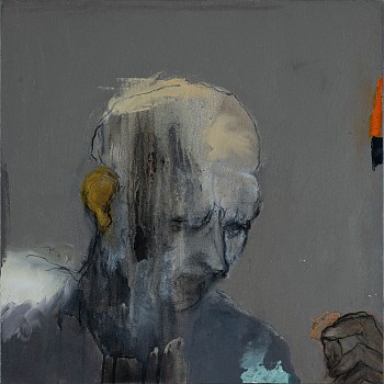 lorienne lotz loose lips sink ships oil and charcoal on canvas 50 x 50 cm c melanie cornelius hr