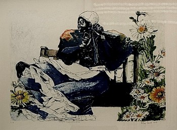 Leisurely rest Sophie and the daisies