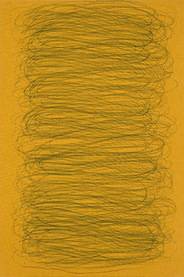 CATHY ABRAHAM, The two eights green on gold
pastel on raw book linen