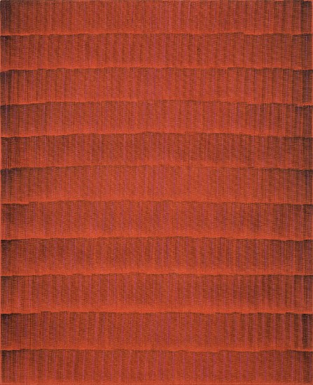 CATHY ABRAHAM, Counting to life indigo on rust
oil and pastel on book linen