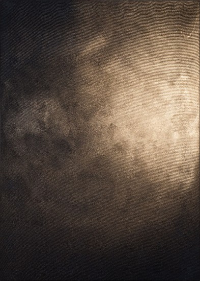CATHY ABRAHAM, First there is darkness (miracle dust) I
gold dust, breath and acrylic on Italian cotton