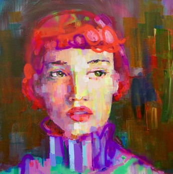 Kilmany Jo Liversage, AUSTRAE, acrylic, aerosol spray and marker on canvas, 100 x 100 cm