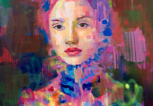 Kilmany Jo Liversage, ORPHIAH, acrylic, aerosol spray and marker on canvas, 100 x 100 cm