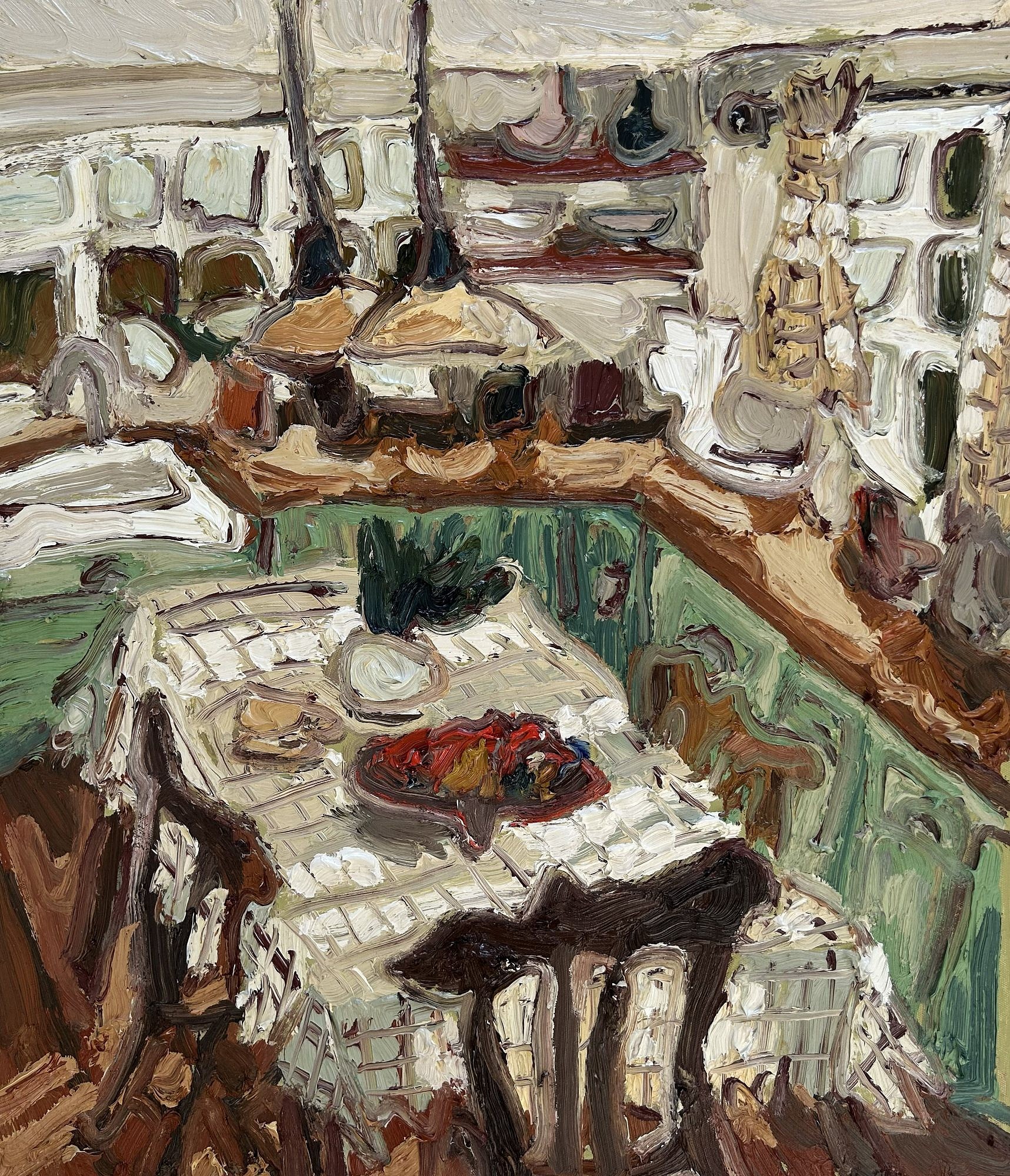 Interior 7 Two lights, fruit and greens, 55 x 48 cm