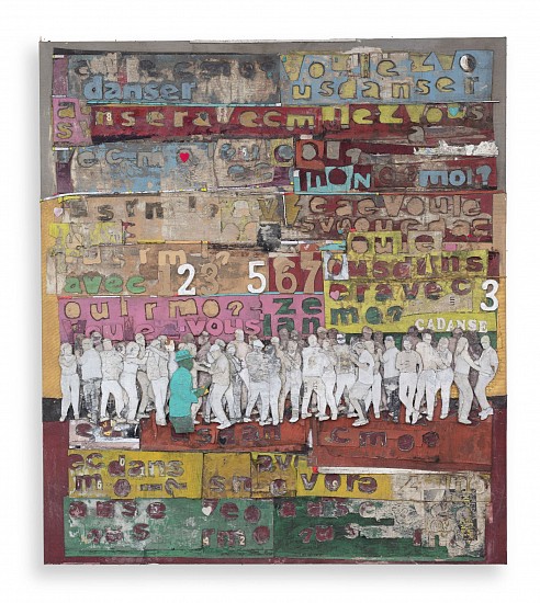 THONTON KABEYA, White Party SBK 2
chalk paint, acrylic and newspaper ink on canvas