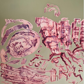 Emalie Bingham, HOLD, mixed media on canvas, 90 x 90 cm