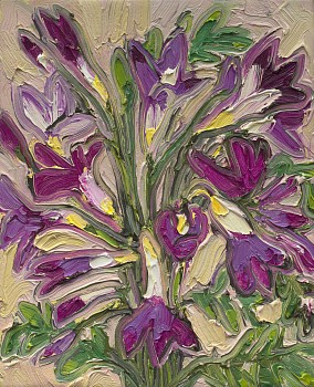 Erin Chaplin, Freesias, oil on canvas, 32 x 26 cm HR (c) Matt Slater (1) FRAME CROPPED
