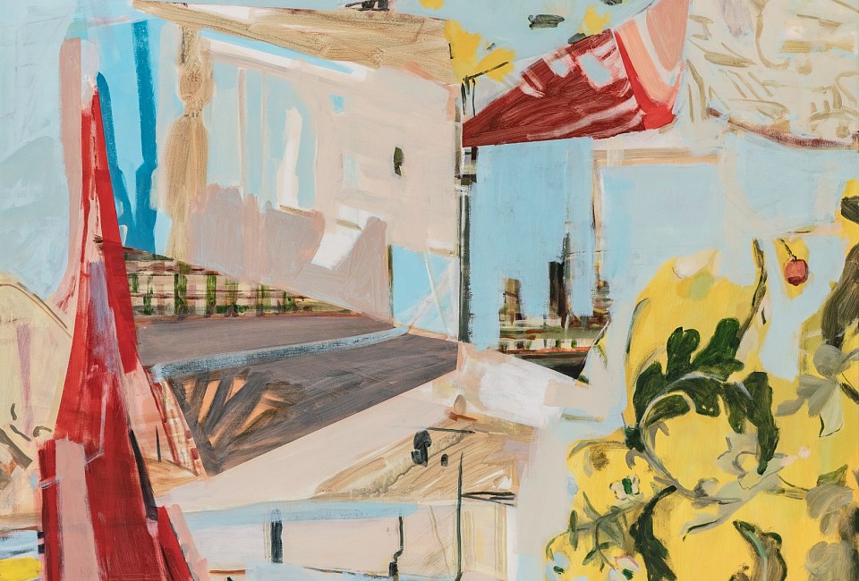 Jeanne Hoffman, Unreliable Landmarks, acrylic on Italian cotton, 120 x 100 cm HR (c) Matt Slater
