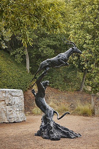 DYLAN LEWIS, S496 Leopard Chasing Impala Life-Size
Bronze