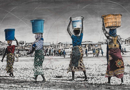 LR Vavansati vo tiva ti mhaka ta vona (women who understand their assignment) 2, charcoal and chalk pastels on paper, 75 x 118cm