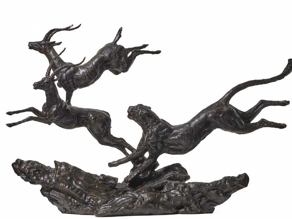 S505 Cheetah Chasing Impalas Maquette