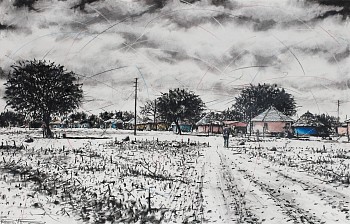 HR Kaya ro saseka (beautiful home)2, charcoal and chalk pastels on paper, 75 x 118 cm