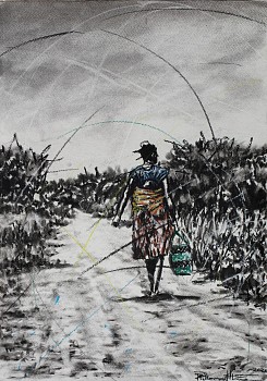 HR Manana va xivindzi (women of valour), charocla and chalk pastels on paper, 42 x 30 cm