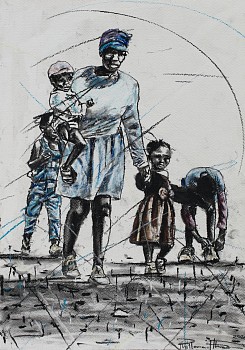 HR vavasanti va xivindzi (women of valour) 1, charcoal and chalk pastels on paper, 42 x 30 cm