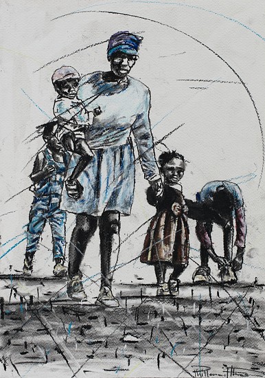 PHILLEMON HLUNGWANI, Vavansati va xivindzi I (Women of valour I)
charcoal and chalk pastel on paper