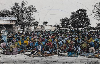 HR Ntwanano i Matimba (unity is strength) 1, charcoal and chalk pastels on paper, 75 x 118cm