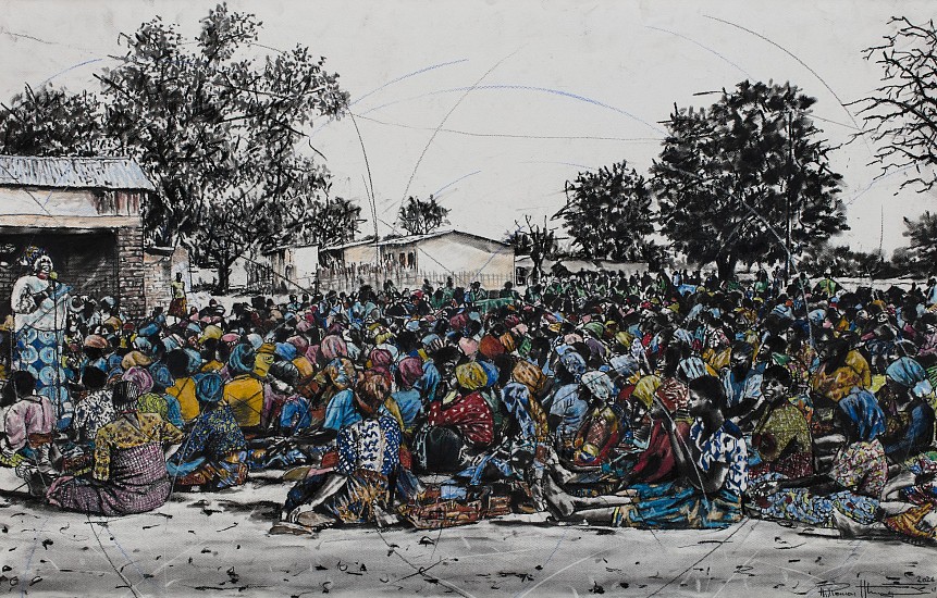 PHILLEMON HLUNGWANI, Ntwanano i Matimba I (Unity is strength I)
charcoal and chalk pastel on paper