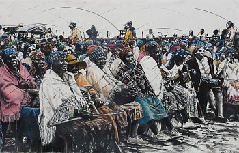 HR Ntwanano i Matimba (Unity is strength) 2, charcoal and chalk pastels on paper, 75 x 118 cm