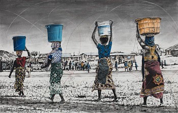 HR Vavansati vo tiva ti mhaka ta vona (women who understand their assignment) 2, charcoal and chalk pastels on paper, 75 x 118cm