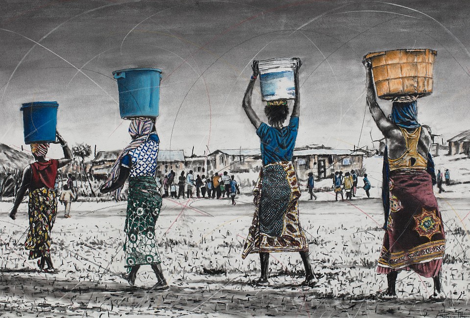 HR Vavansati vo tiva ti mhaka ta vona (women who understand their assignment) 2, charcoal and chalk pastels on paper, 75 x 118cm